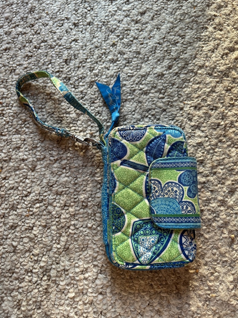 Vera Bradley Blue and Green Quilted Wristlet Clutch